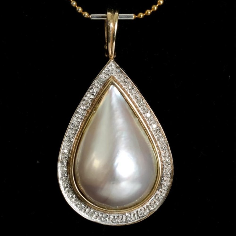 SOLD Pearl & Diamond Necklace